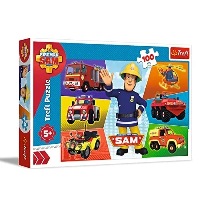Image of Trefl TR16354 Fahrzeuge des Feuerwehrmanns, Fireman Sam 100 Teile, für Kinder ab 5 Jahren Puzzle, Coloured