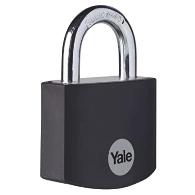 Image of Yale YE3B/38/119/1/BK Standard Security 38mm Aluminium Padlock Black Open Hardened Steel Shackle 3 Keys