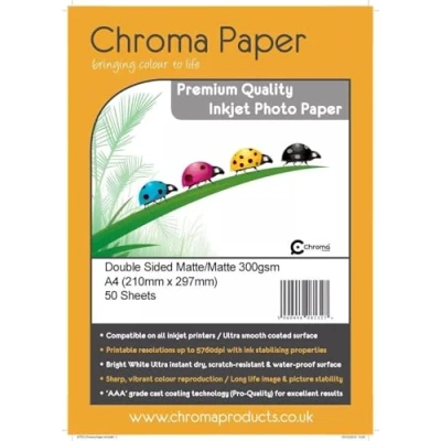 Image of Chroma A4 Duo Double Sided Matte/Matte Inkjet Photo Paper Craft Card Making 300gsm (50 Sheets)