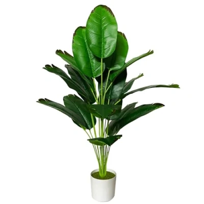 Image of AIVORIUY Artificial Plant in Pots Fake Plants Indoor Outdoor, Faux Potted Tree Tropical Palm Floor for Home Office Living Room Bedroom Decor Housewarming Gift (80cm Red Banana)