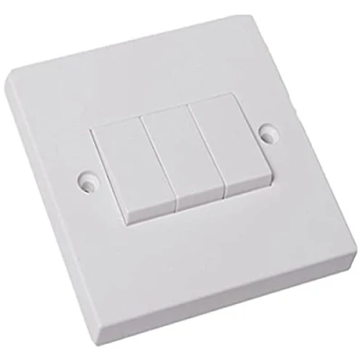 Image of Merriway BH05899 Rocker 10 Amp Electric Wall Switch 3 Gang 2 Way White