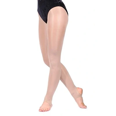 Image of Girls 1 Pair Silky Dance Shimmer Stirrup Tights In 2 Colours 11 13 Years Light Toast