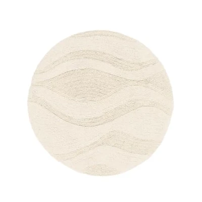 Image of RugVista Breeze bath mat, (∅ 28 &quot;) ∅ 70 cm Round, Short pile, Non slip, Modern Machine washable up to 30C, 100% Cotton, White