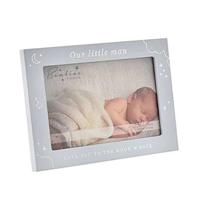 Image of Baby 6&quot; x 4&quot; Photo Frame by Bambino Moon and Stars Our Little Man / Blue