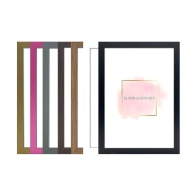 Image of Alison Kingsgate Elegant Sleek Gold A4 Frame Size (21 x 29.7cm) Flat Classic Design Picture with Safe Perspex Front &amp; Wall Hanging Hooks British Handmade Décor Frames