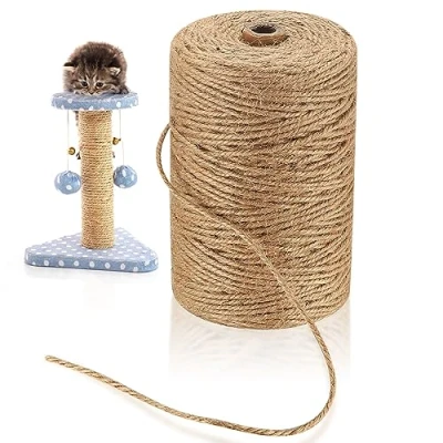 Image of 3mm Thick Jute Rope, 200 m/ 656 Feet Twine, Natural Garden Brown Twine String, for Floristry, DIY Arts Crafts, Cat Scratch Post, Packing, Gardening Bundling Decoration