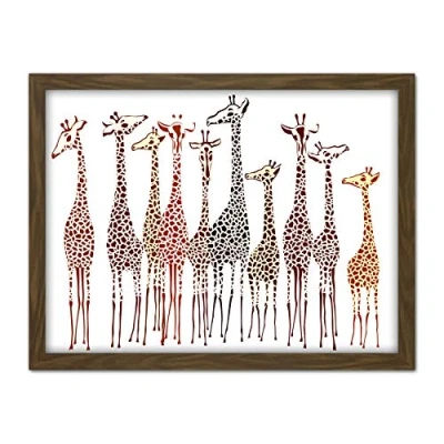 Image of Wee Blue Coo Group Of Giraffes Artwork Framed Wall Art Print 18X24 Inch