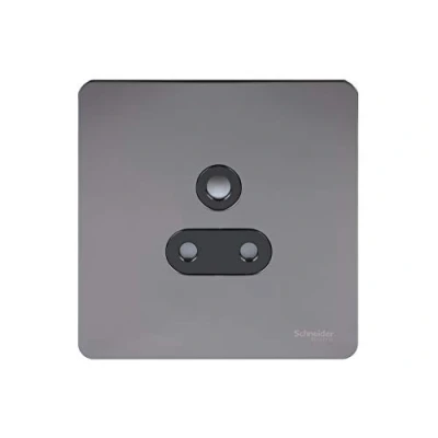 Image of Schneider Electric Ultimate Screwless Flat Plate Single Unswitched Power Socket, Round Pin, 5A, GU3480BBN, Black Nickel with Insert