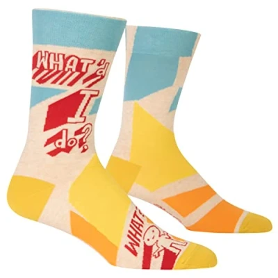 Image of Blue Q men&#039;s Funny Crew Socks (fits shoe Size 7 12), What&#039;d I Do? What?, One