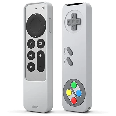 Image of elago R4 Retro Case Compatible with Apple TV 4K Siri Remote 3rd (2022) &amp; 2nd Generation (2021) Classic Controller Design [Non Functional], Lanyard Included, Drop Protection (Light Grey)