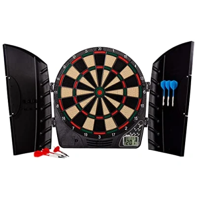 Image of Franklin Sports Electronic Dart Board Set Soft Tip Electric Dartboard with Digital Scoreboard + Cabinet Adult Darts (6) Included FS3000