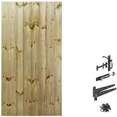 Image of Bespoke Custom Made to Measure UPTO HEIGHT: 6ft (180cm High) Tongue &amp; Groove Semi Braced Flat Top Pathway Garden Pedestrian Gate [Width Between 75CM 90CM With Suffolk Latch Hinge Pack