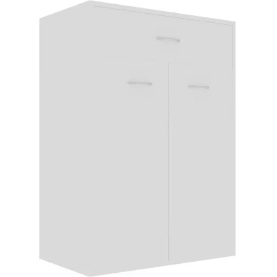 Image of vidaXL White Shoe Cabinet with Drawer, 2 Doors &amp; 4 Shelves Engineered Wood Material Easy to Clean Assemble Home Storage Solution
