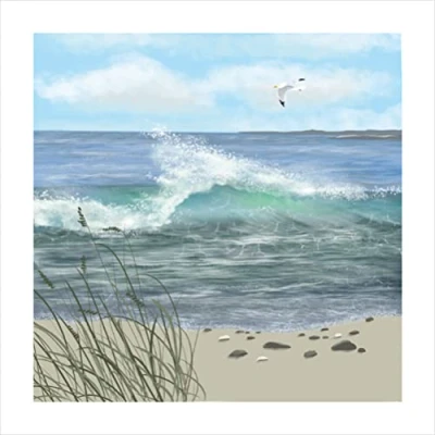 Image of Artistic Blank/Birthday Greeting Card Seagull at High Tide Artwork by Carla Vize Martin from The Mezzanine Range (MG MEZ099)