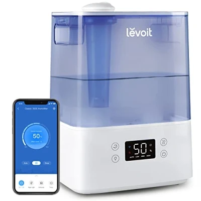 Image of LEVOIT Humidifier for Bedroom Baby Home, 6L Large Tank, Top Fill Cool Mist Air with Quiet Sleep Auto Mode, Smart App &amp; Alexa Control, Essential Oil Diffuser, 60H Runtime 47㎡, Blue
