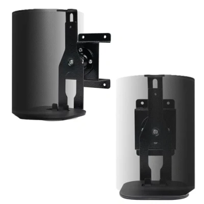 Image of shinar2 Pack Metal Wall Mount Compatible with Sonos Era 100, One, One SL and Play: 1 Swivels up to 360, Tilts 70/+70, 70 (Left/Right) Cable Management Black