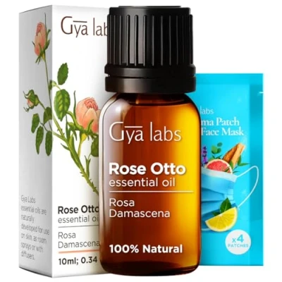 Image of Gya Labs Rose Essential Oils for Skin Use &amp; Aromatherapy Oil face Diffuser, Skin, Face, Hair, Perfume Candle Making (10ml)