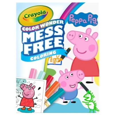 Image of CRAYOLA Color Wonder Peppa Pig Mess Free Colouring Book (Includes 18 Pages &amp; 5 Magic Markers) Packaging may vary