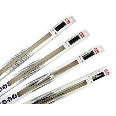 Image of Prym Single Point Ergonomic Knitting Pins/Needles, synthetic material with hook tips, Multi Colour, 5 mm, 35 cm Length, 1 Pair