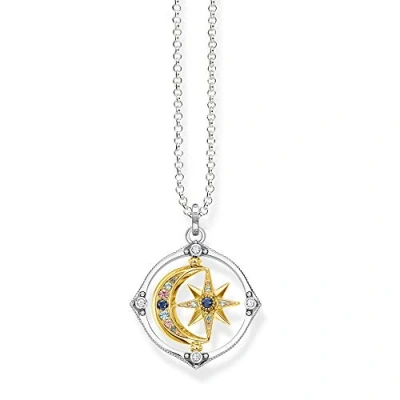Image of THOMAS SABO Women&#039;s Necklace with Pendant Star and Moon Gold 70 cm, 70cm, Sterling Silver, Not Applicable