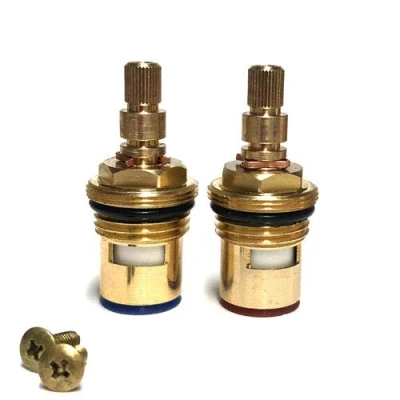 Image of 32 Spline Ceramic Tap Cartridge Valve (Pair) BSP 1/2&quot; Quarter Turn Hot Cold