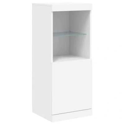 Image of vidaXL Modern White Sideboard Cabinet with LED Lights, Engineered Wood Construction, Ample Storage, Display Friendly, for Living Room