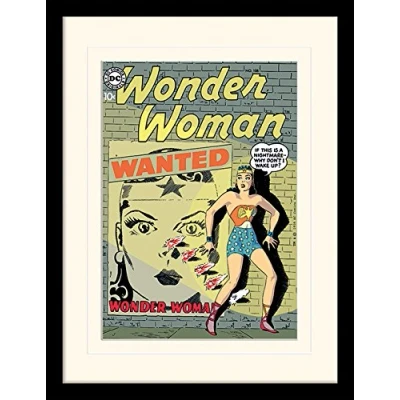 Image of DC Comics Wonder Woman 30 X 40 cm &quot;Wanted&quot; Mounted And Framed Print
