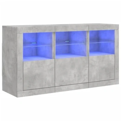 Image of vidaXL Sideboard in Concrete Grey with RGB LED Lights, Made from Engineered Wood for Living Room or Bedroom, Offers Ample Storage Space