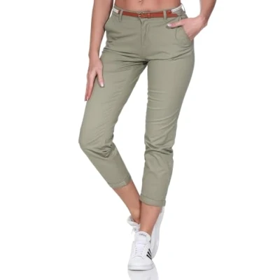 Image of ONLY Women&#039;s Onlbiana Cotton Belt Chino CC PNT Trousers, Aloe, 36W x 32L