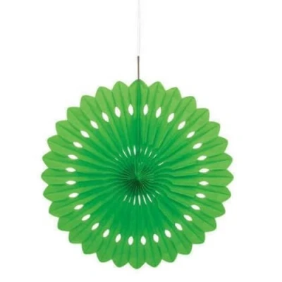 Image of Lime Green Solid Tissue Paper Fan (40cm) 1 Piece Hanging Decoration for Party &amp; Event Decor