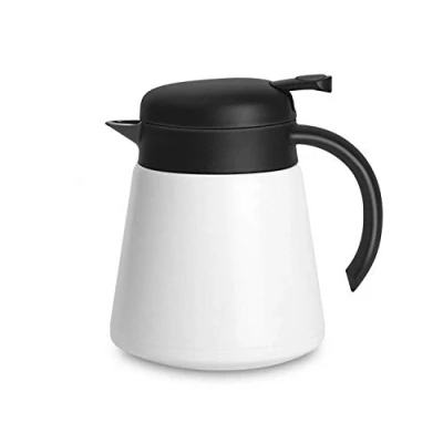 Image of Luvan 800ml Thermos Jug,304 18/10 Stainless Steel Thermal Carafe/Double Walled Vacuum Insulated Coffee Pot with Press Button Top,BPA Free,for Coffee,Tea,Beverage (White / 270oz)