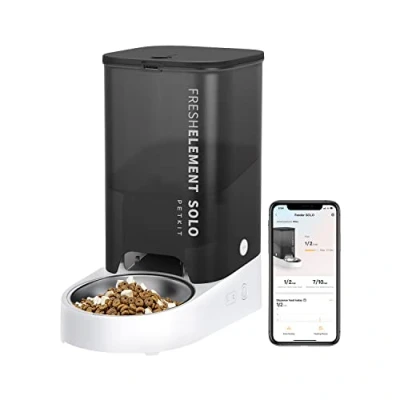 Image of PETKIT Automatic Cat Feeder, 2.4GHz Auto Feeder with App Control 3L, Low Food &amp; Blockage Sensor, 304 Stainless Steel Bowl, Fresh Lock Technology,1 30 Meals/Day Anti Clog Pet (Black)