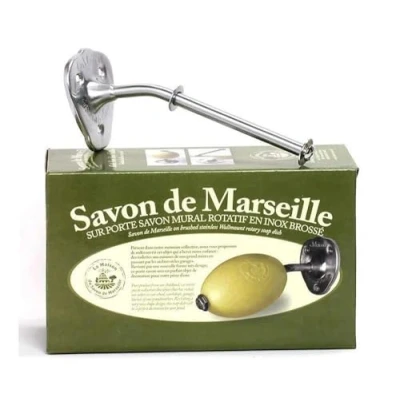 Image of LA MAISON DU Savon Stainless Steel Soap Dish Brushed Matt Finish with de Marseille Lemon 270g
