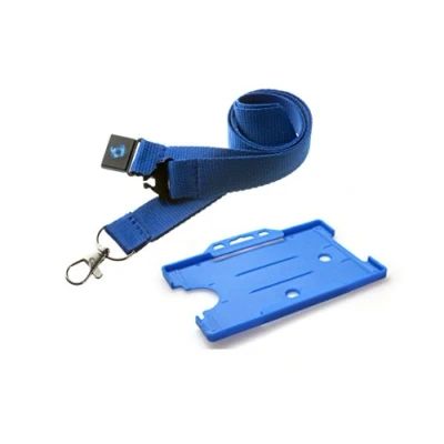 Image of 20mm Lanyard with Safety Break Away and Matching Single Card Holder (Blue)