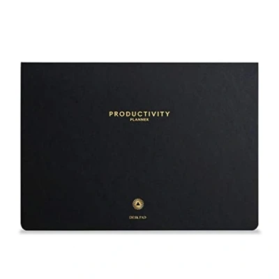 Image of Intelligent Change A4 Undated Productivity Daily Deskpad (3 Months) Tear Out To Do List Sheets with Habit and Mood Tracker Schedule Planner for Time Management Mindfulness Black Notepad