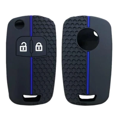 Image of Key Fob Cover Protector for Opel Vauxhall Buick Astra Insignia Vectra Chevro let Cruze Aveo Spark Captiva Orlando,2 Buttons Silicone Car Case (Blue line)