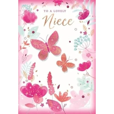 Image of Niece Birthday Card Butterflies Ladies Female Her Size: 7.5&quot; x 5.25&quot; F