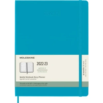 Image of Moleskine Weekly Planner 18 Months 2022 2023, With Hard Cover And Elastic Closure, Size XL, 25 x 19 cm, Blue