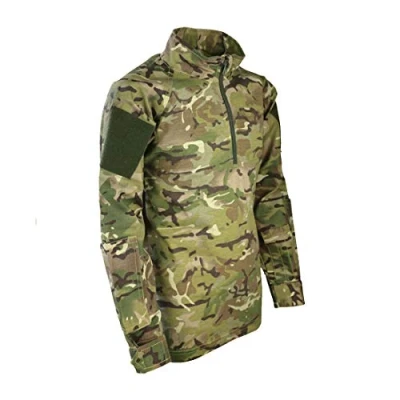 Image of Kombat Kids Boys Army UBACS Long Sleeve Combat T Shirt Zip Top BTP Camo (Age 3 4 Yrs)