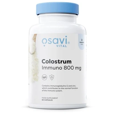 Image of Osavi Colostrum Immuno 800mg 60 Capsules Bovine with 18% Immunoglobulins G and Highly Absorbable Zinc Gluconate
