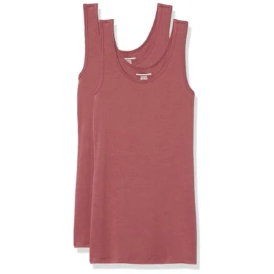Image of Amazon Essentials Women&#039;s Slim fit Tank, Pack of 2, Plum, S