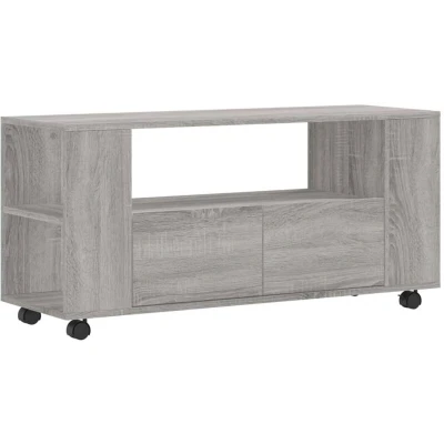 Image of vidaXL Grey Sonoma Engineered Wood TV Cabinet with Ample Storage Space and 360 Degree Rotatable Castors