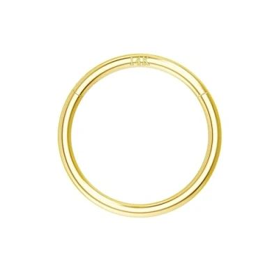 Image of OUFER 16G 14K Solid Gold Hinged Clicker Segment Ring Lip Nose Hoop Helix Daith Tragus Septum Cartilage Earring 10MM