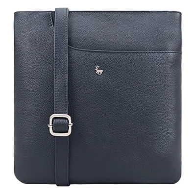 Image of Lloyd Baker Genuine Leather Crossbody Bag, Soft Shoulder Handbag with Adjustable Strap, Phone Compact Size Multiple Compartments, KANATAL (DARK BLUE)