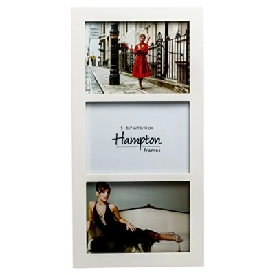 Image of Hampton Frames GALLERY 3 Aperture 5x7 (13x18cm) White Multi Picture Photo Frame Acrylic (Non Glass) Front GAL57 3APWHP