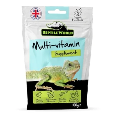 Image of Reptile World Multi Vitamin with D3 100g Tortoise, Bearded Dragon, Calcium,