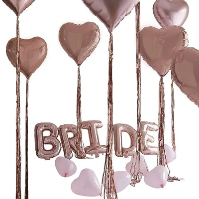 Image of Ginger Ray Hen Do Party Bride Rose Gold Balloon Decoration Pack 25