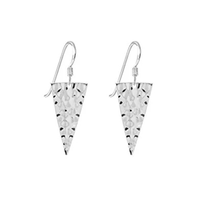 Image of Tuscany Silver Women&#039;s Sterling Hammered Triangle Drop Earrings