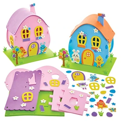 Image of Baker Ross FX524 Easter Egg House Kits Pack of 2, Foam Decoration Craft