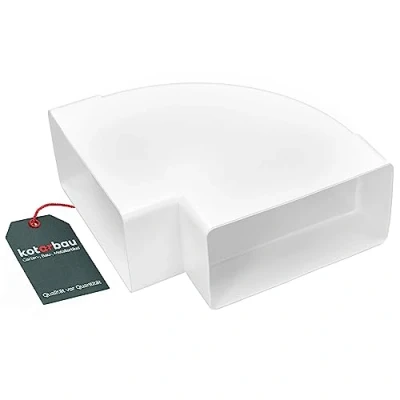 Image of KOTARBAU® Deflector 110 mm x 55 Horizontal 90 Duct Elbow Connector Square Flat Exhaust Air Supply Plastic Angle White